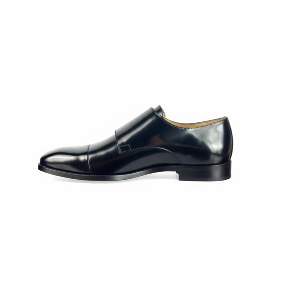 Remo Men’s Black Pattern Double Monk Strap – Italian Leather Dress Shoes main image 4
